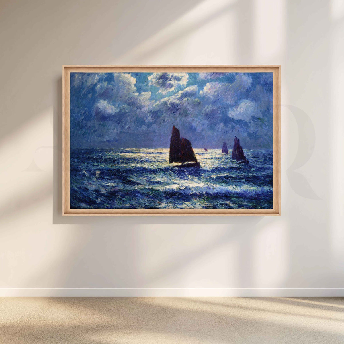 Henri Moret Stormy Sailboats Seascape Canvas Artwork – Asha Art Studio – Image 5