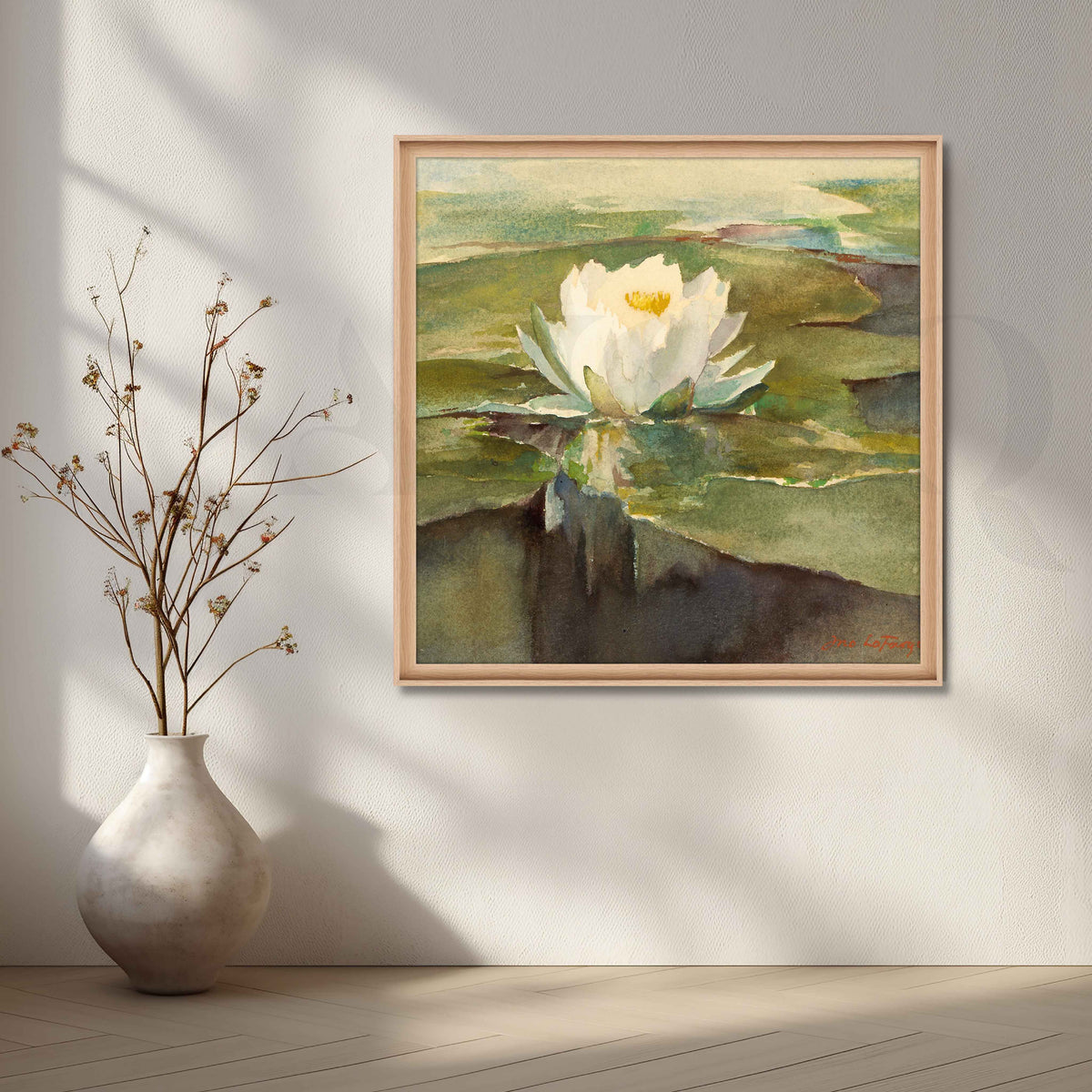 White Water Lily Botanical Canvas Artwork – Asha Art Studio – Image 5
