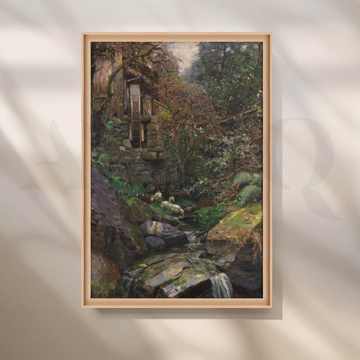 Rustic Watermill & Stream Canvas Artwork – Asha Art Studio – Image 5