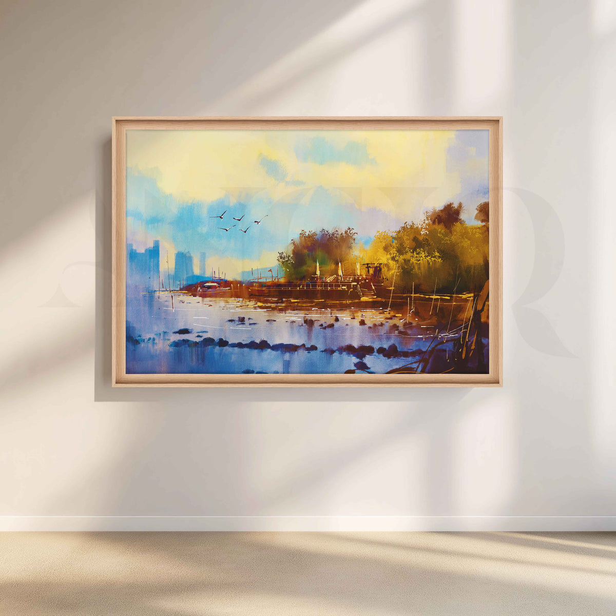 Serene Riverside Boat Canvas Artwork – Asha Art Studio – Image 5