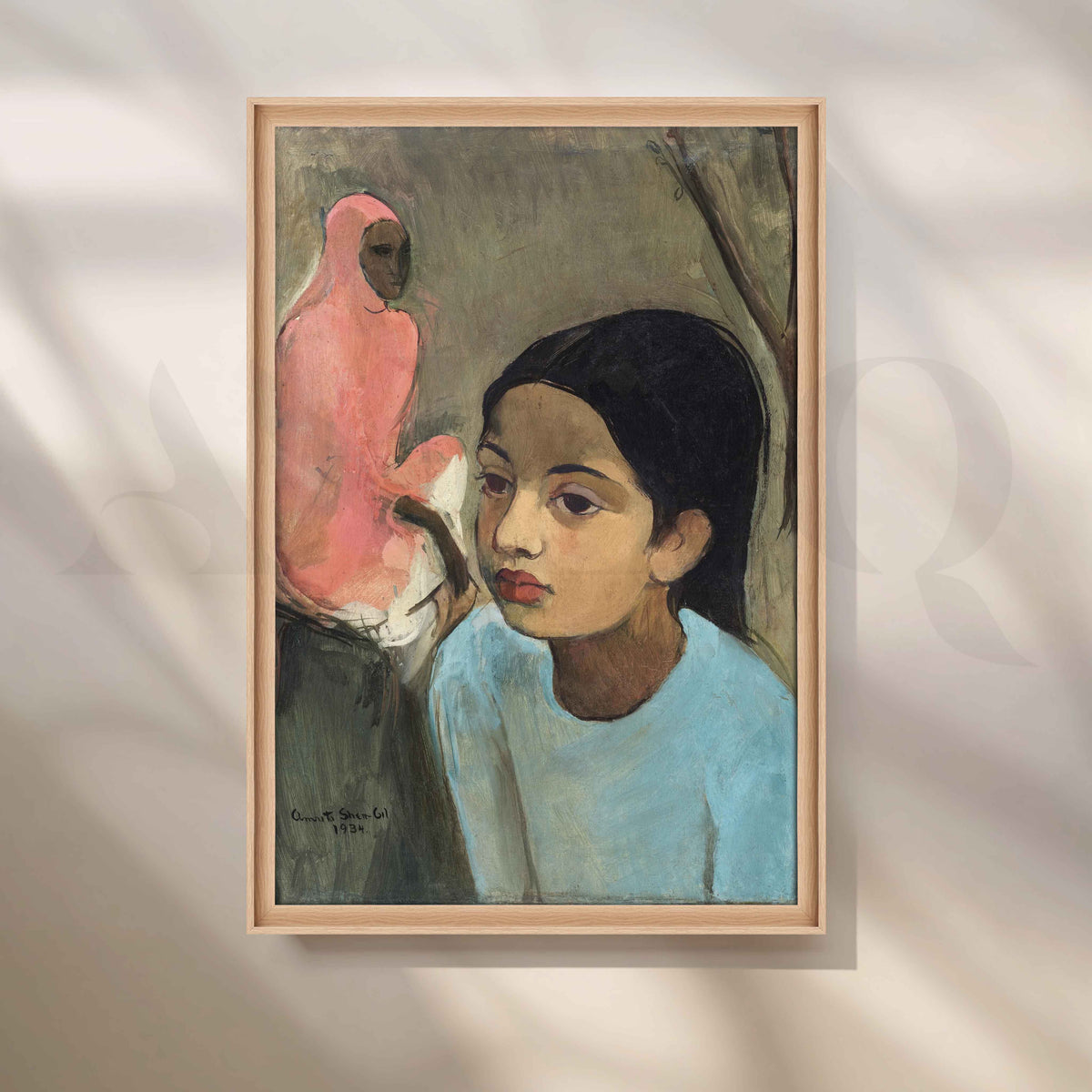 The Little Girl in Blue by Amrita Sher-Gil Canvas Artwork – Asha Art Studio – Image 5