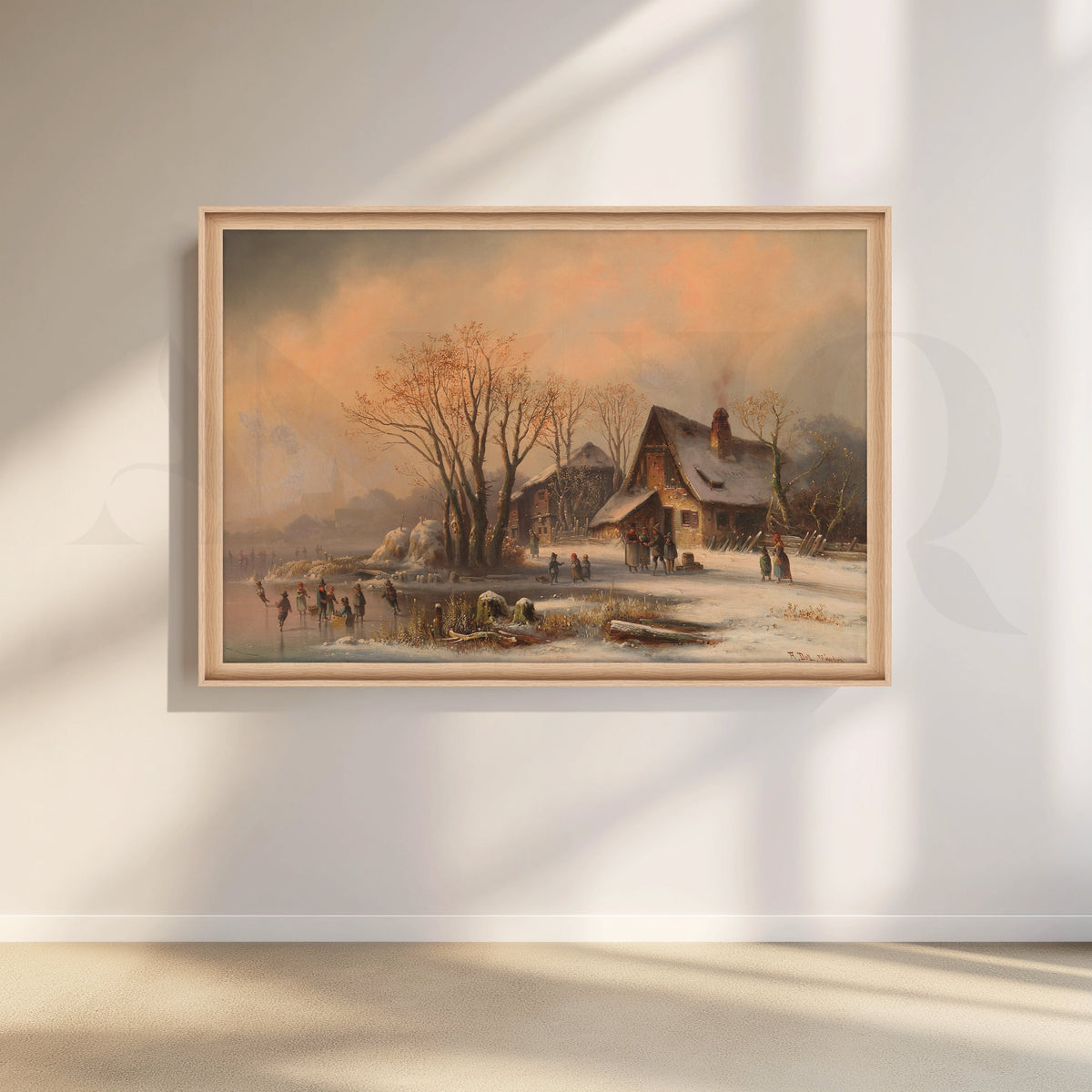 Winter Cottage Ice Rink Canvas Artwork – Asha Art Studio – Image 5