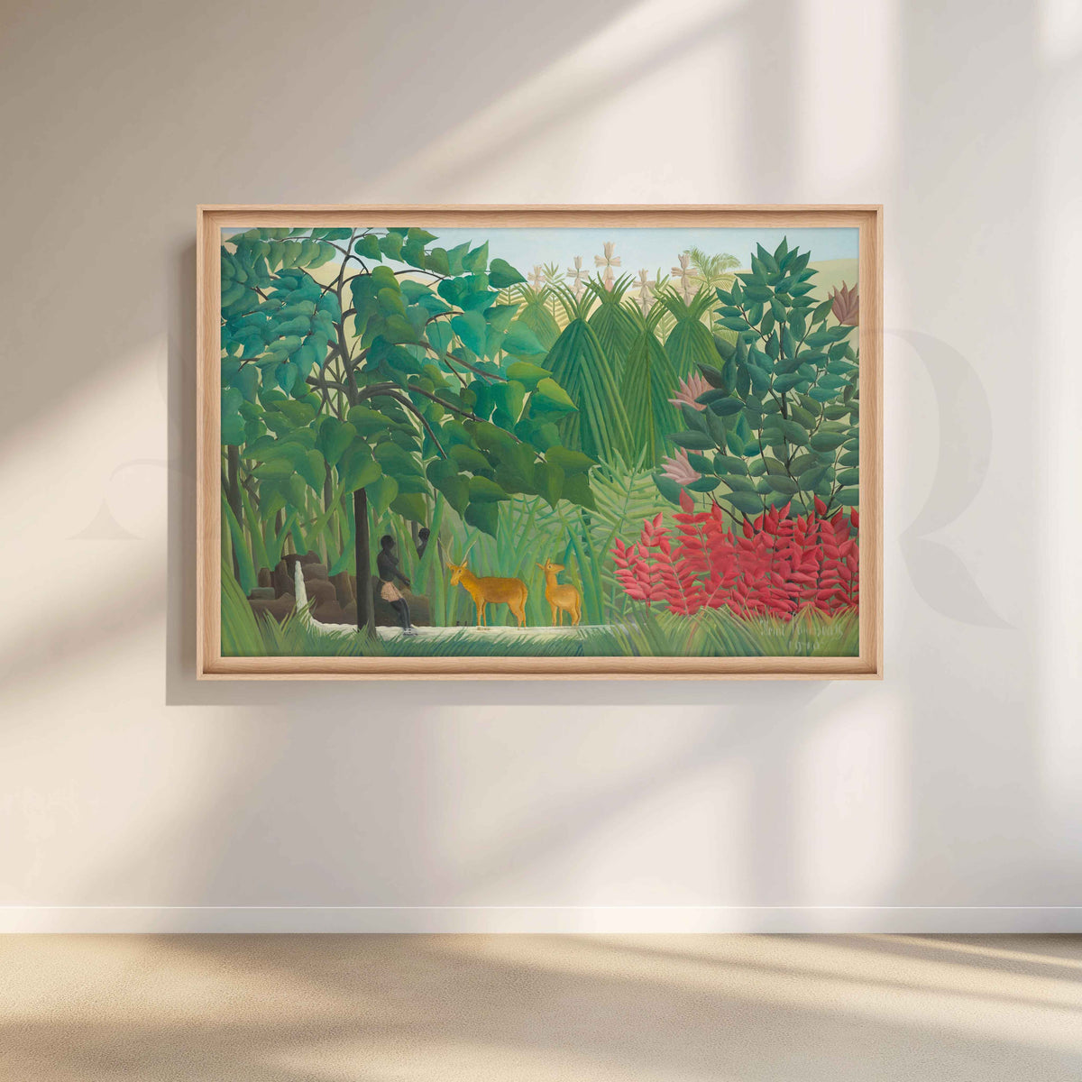Tropical Jungle with Deer Folk Art Canvas Artwork – Asha Art Studio – Image 5
