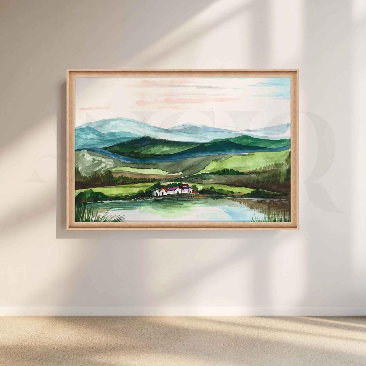 Green Valley Lake Canvas Artwork – Asha Art Studio – Image 5