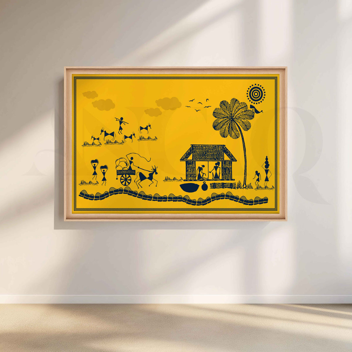 Warli Village Life and Palm Tree Tribal Artwork – Asha Art Studio – Image 5