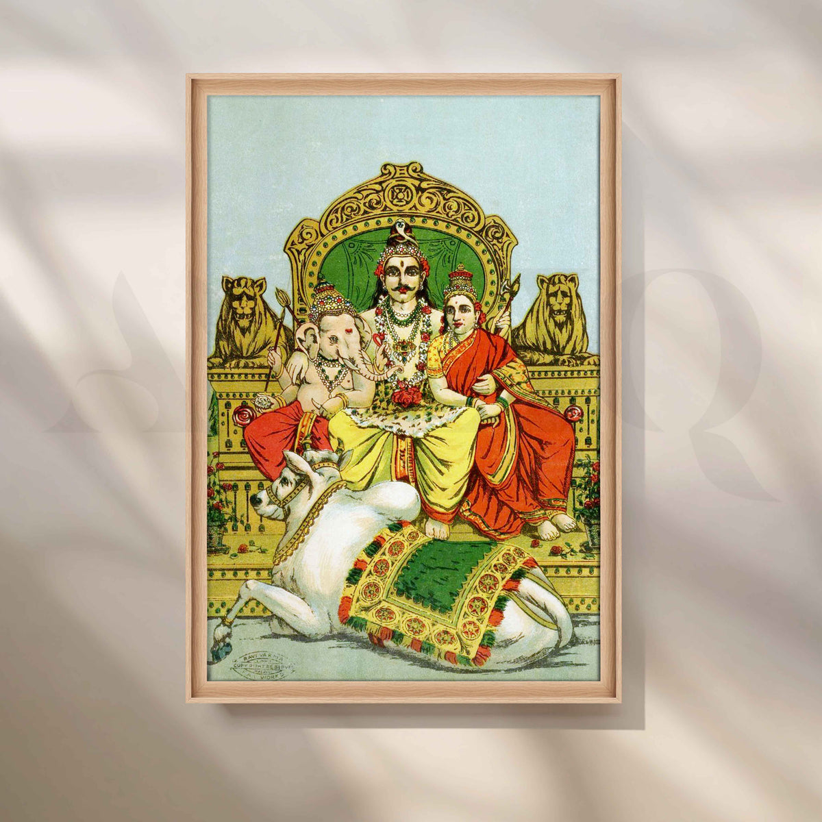 Shiva, Parvati and Ganesha Enthroned on Mount Kailas by Raja Ravi Varma Canvas Artwork – Asha Art Studio – Image 5