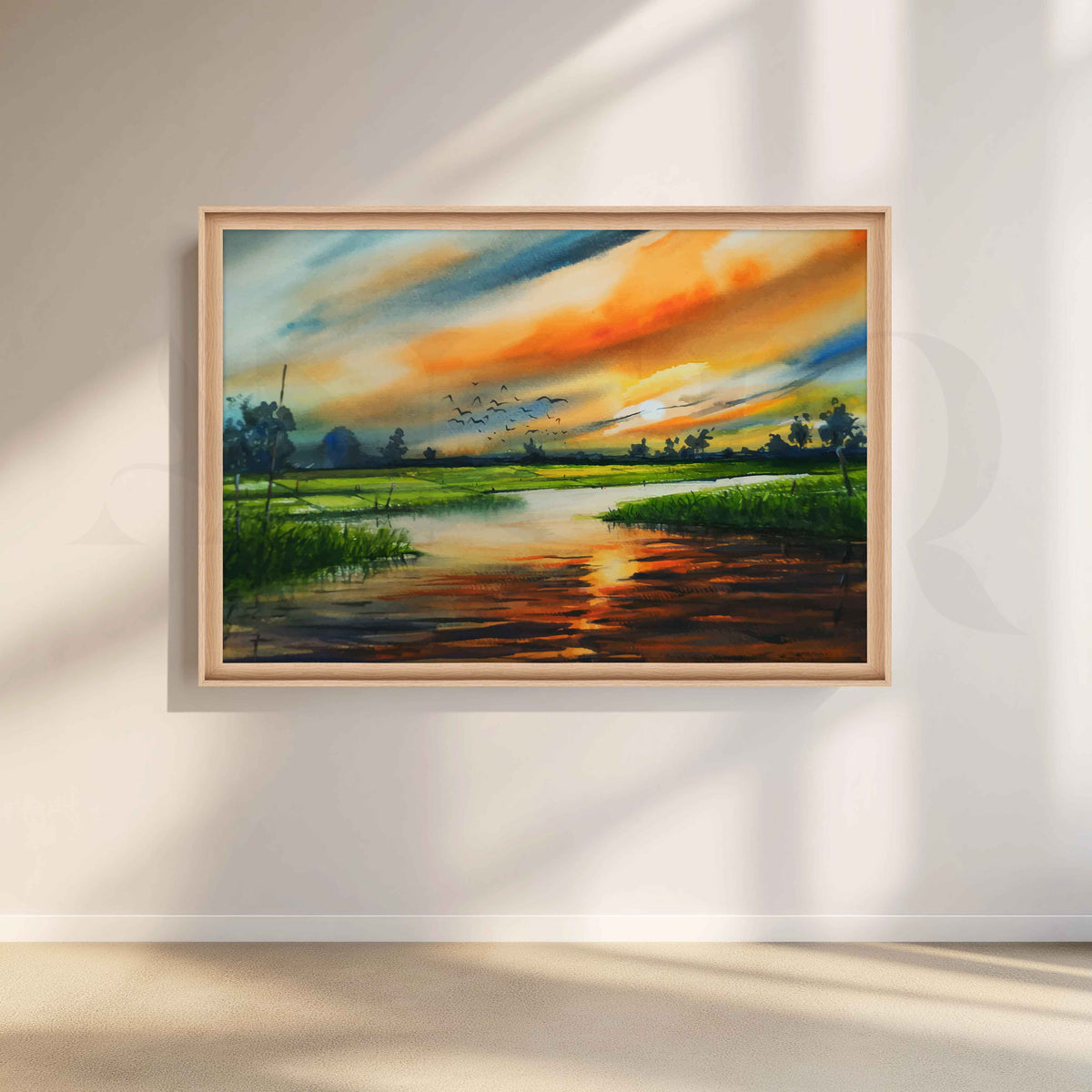 Sunset River Landscape Canvas Artwork – Asha Art Studio – Image 5