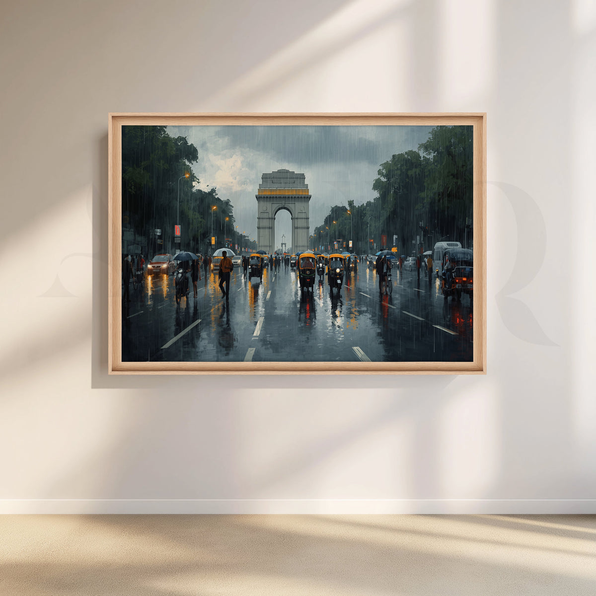 Rainy India Gate Street Canvas Artwork – Asha Art Studio – Image 5