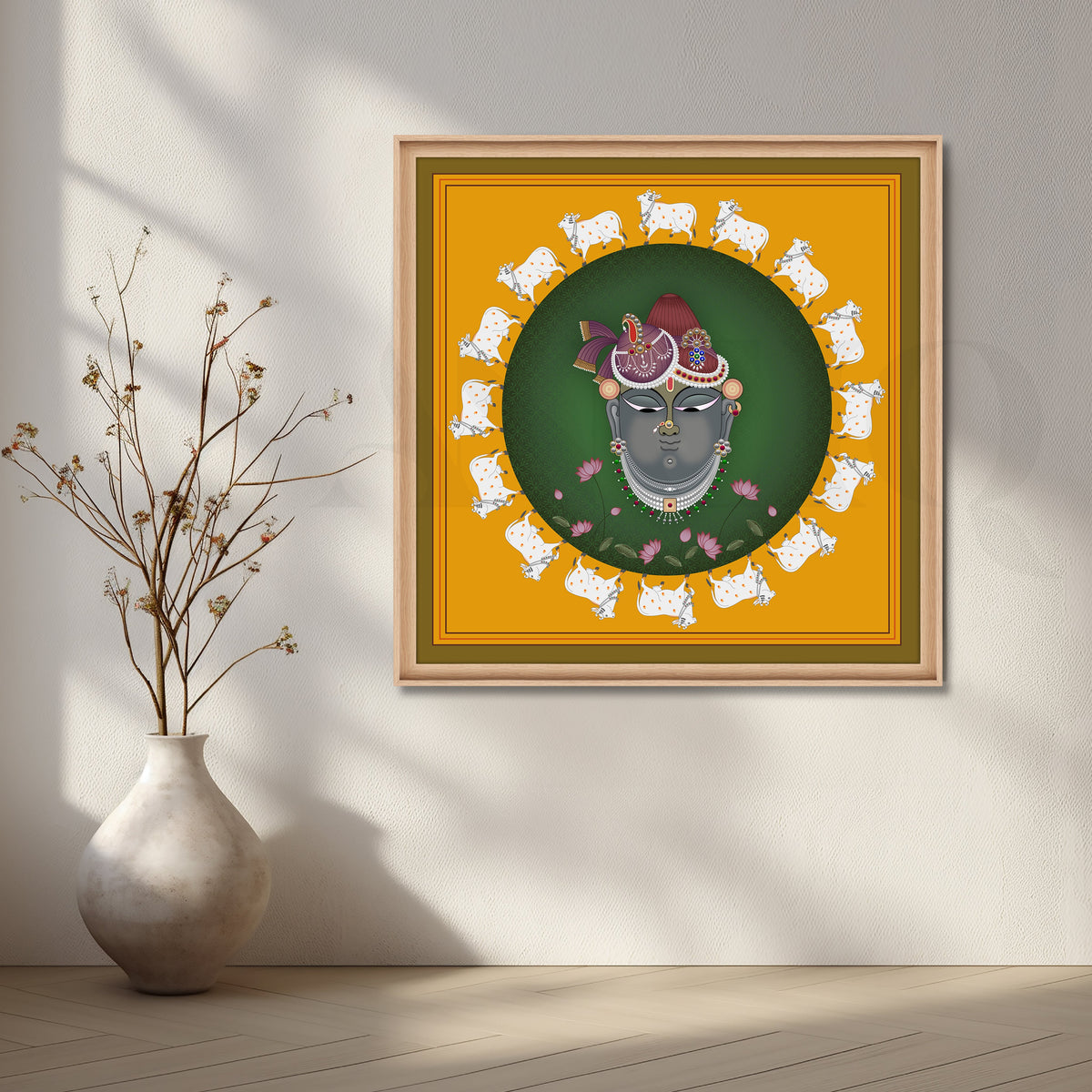 Shri Nathji Encircled by Sacred Cows Artwork – Asha Art Studio – Image 5