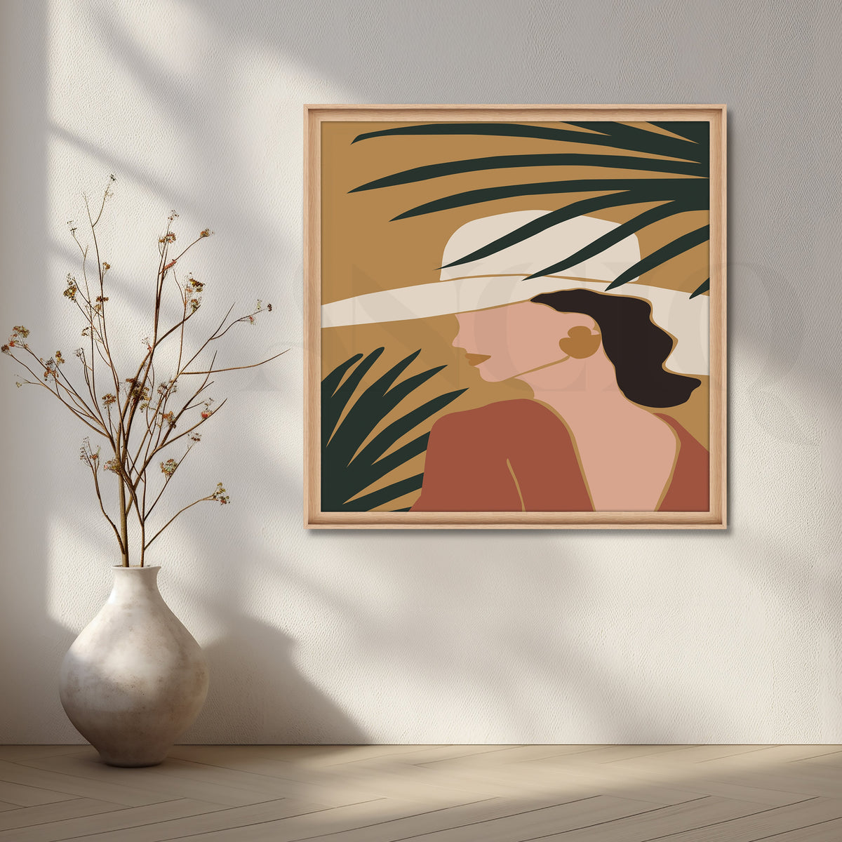 Woman in Summer Hat Canvas Artwork – Asha Art Studio – Image 5