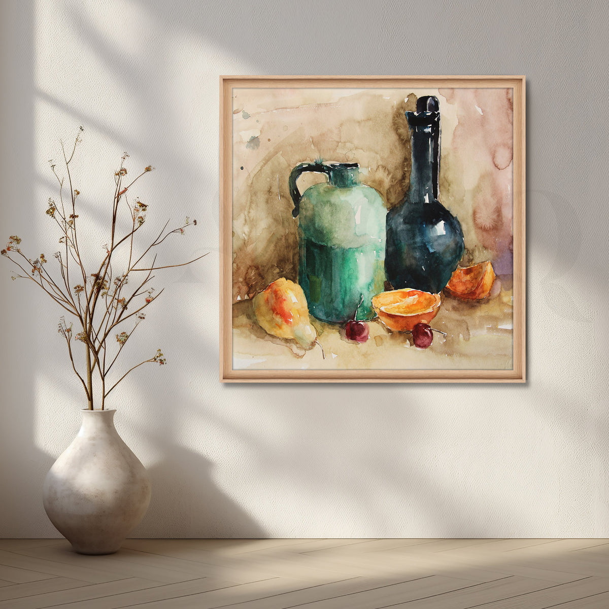 Rustic Still Life with Pear, Cherries Canvas Artwork – Asha Art Studio – Image 5