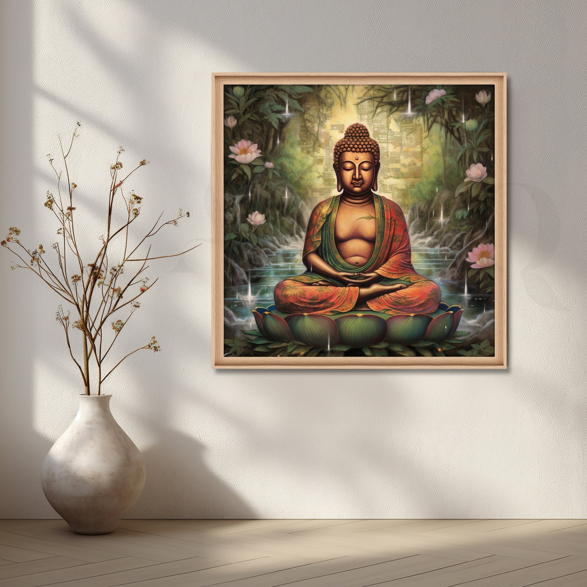 Buddha Meditating by Tranquil Waters Artwork – Asha Art Studio – Image 5