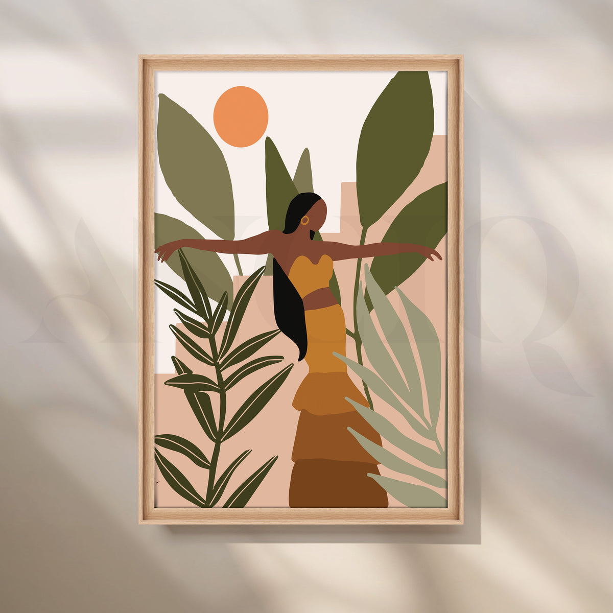 Leaves and Warm Earth Tones Boho Artwork – Asha Art Studio – Image 5