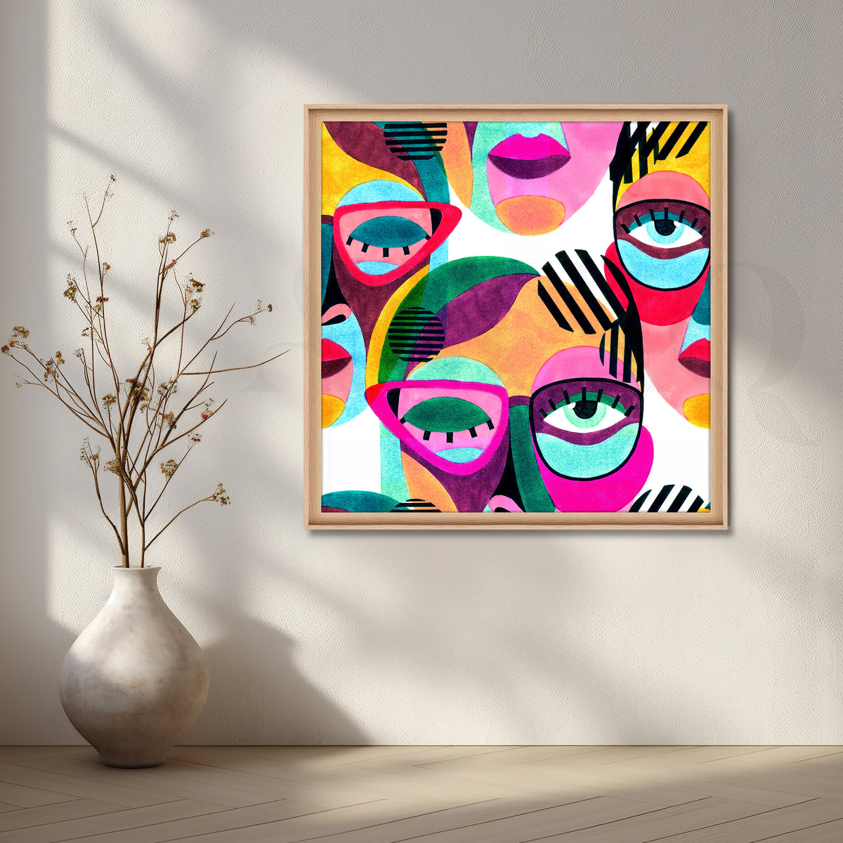 Bold and Vibrant Faces Canvas Abstract – Asha Art Studio – Image 5