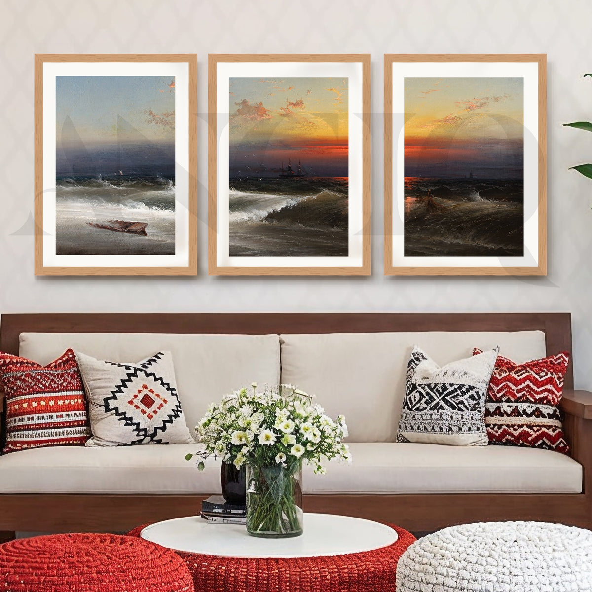 Dramatic Ocean Sunset Gallery Wall – Set of 3 Seascape Artworks - 18 x 24 Inches – Asha Art Studio – Image 9