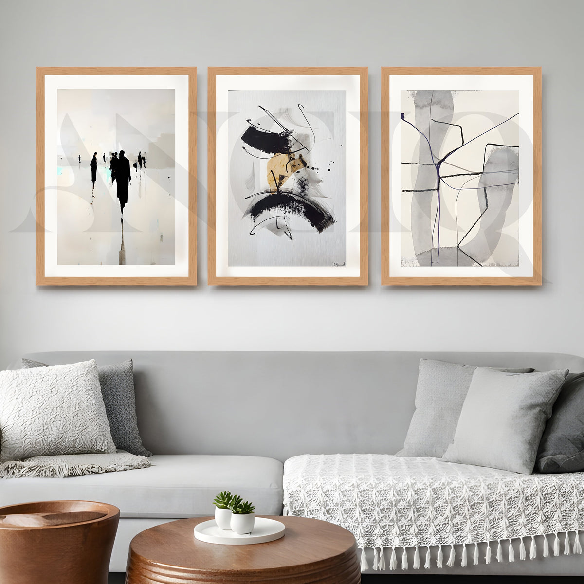 Minimal Ink Expressions Gallery Wall – Set of 3 Modern Abstract Artworks - 18 x 24 Inches – Asha Art Studio – Image 5