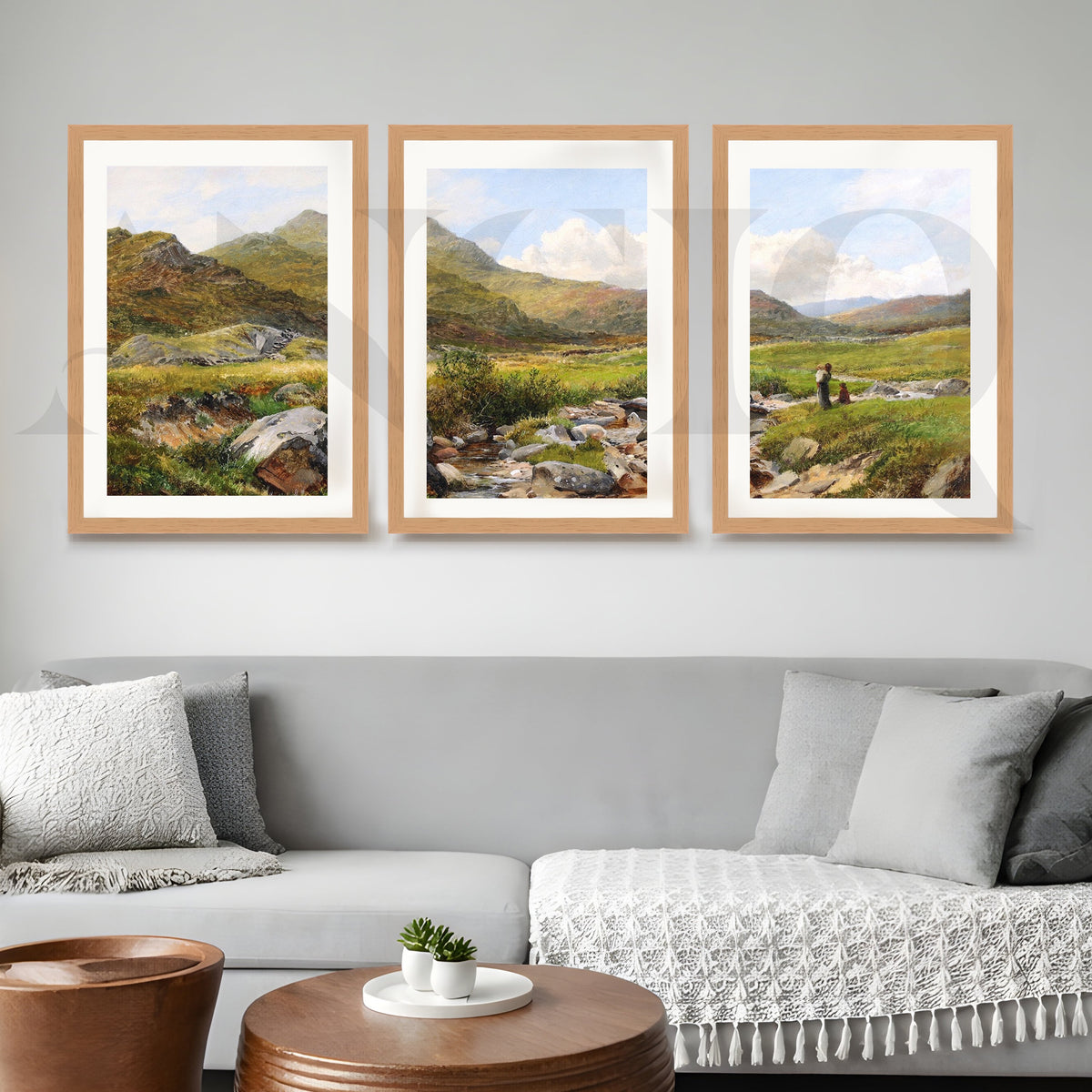 Highland Meadow Stream Gallery Wall – Set of 3 Classic Artworks - 18 x 24 Inches – Asha Art Studio – Image 9