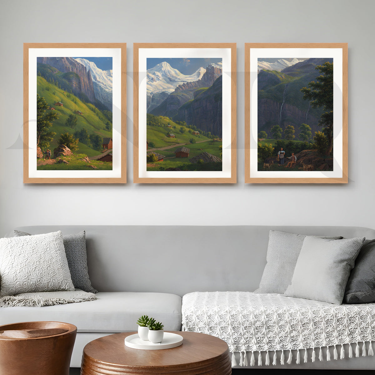 Alpine Valley Landscape Gallery Wall – Set of 3 Classic Mountain Artworks - 18 x 24 Inches – Asha Art Studio – Image 5