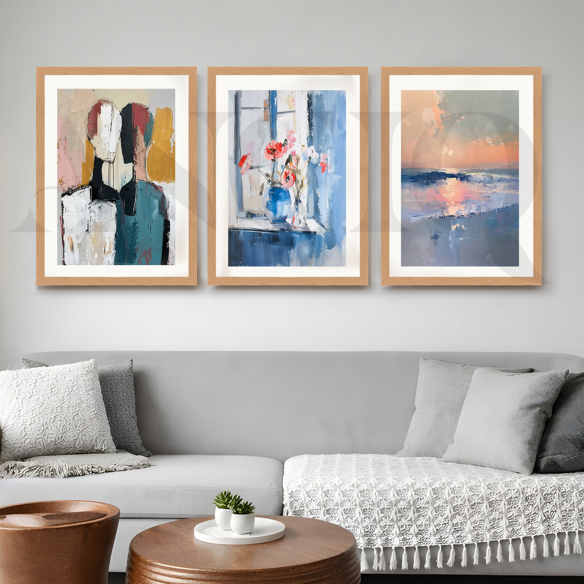 Contemporary Serenity Abstract Gallery Wall – Set of 3 Modern Artworks - 18 x 24 Inches – Asha Art Studio – Image 5