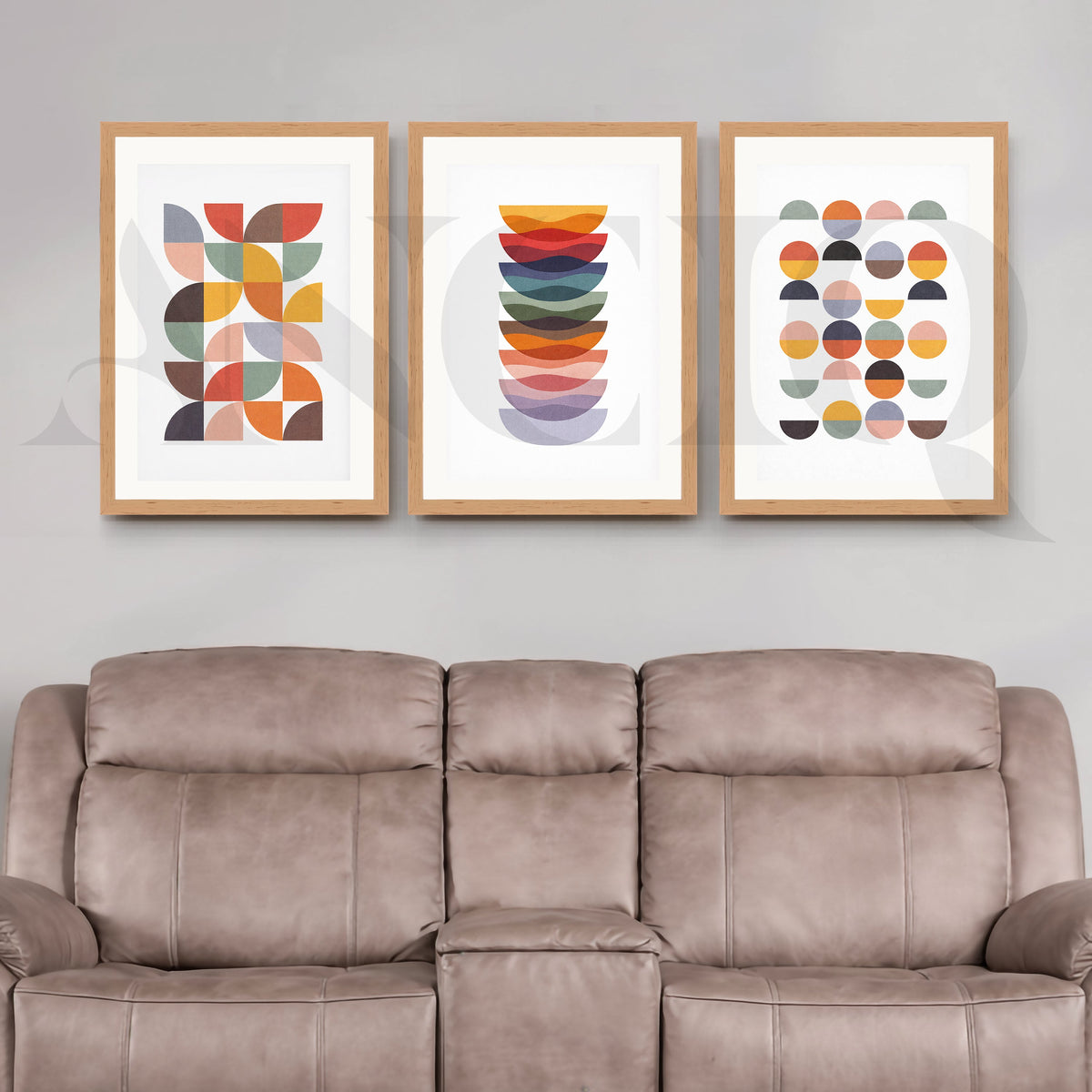 Retro Geometric Harmony Gallery Wall – Set of 3 Modern Abstract Artworks - 18 x 24 Inches – Asha Art Studio – Image 9