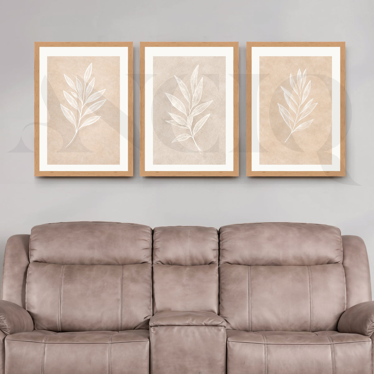 Minimal Leaf Imprint Gallery Wall – Set of 3 Botanical Artworks - 18 x 24 Inches – Asha Art Studio – Image 9