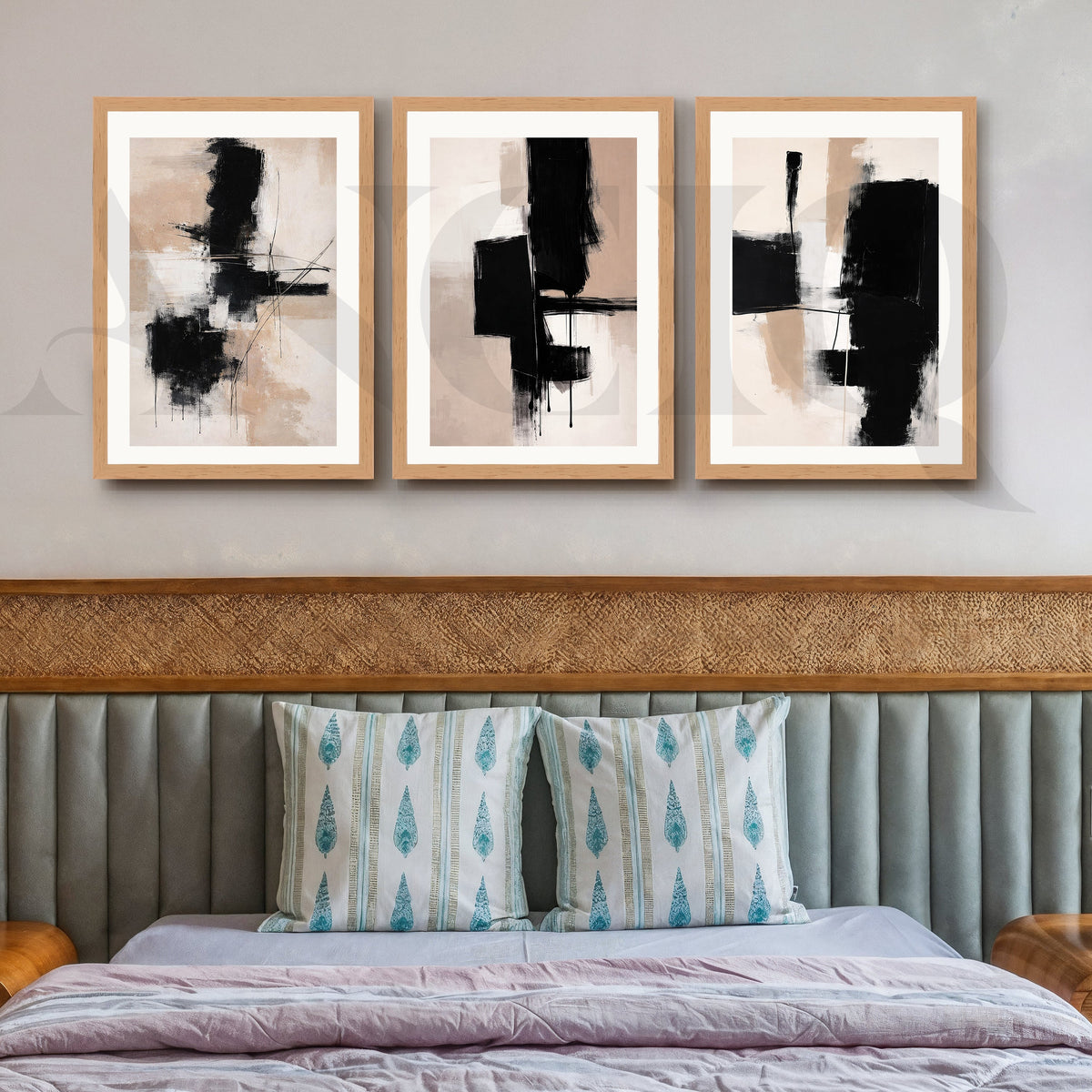 Bold Monochrome Expression Gallery Wall – Set of 3 Abstract Artworks - 18 x 24 Inches – Asha Art Studio – Image 9
