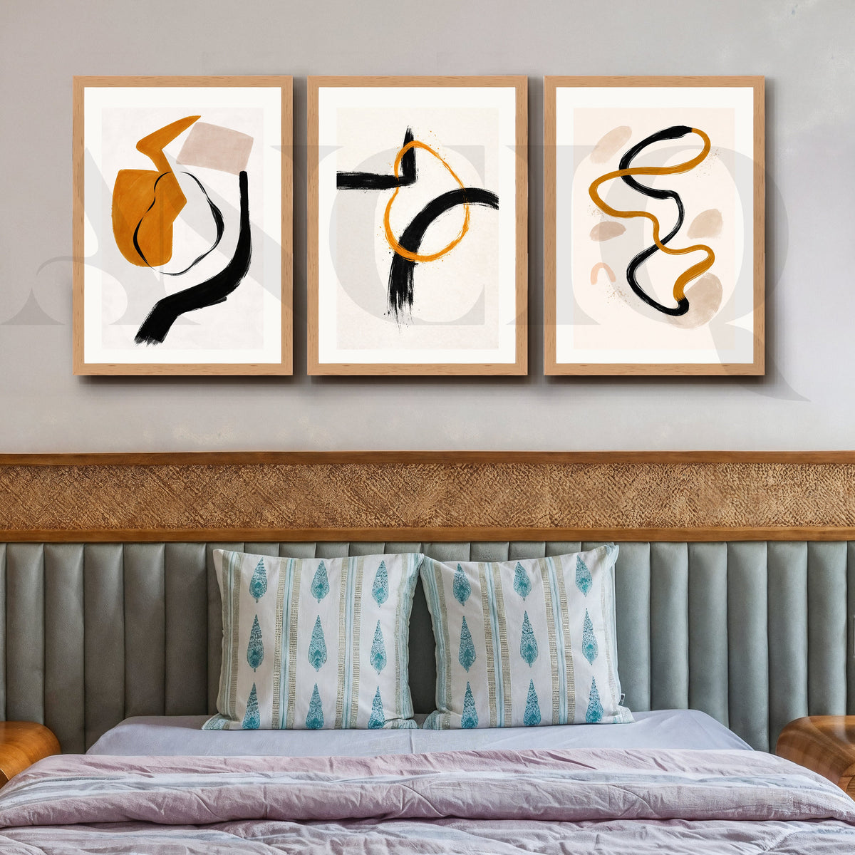 Contemporary Stroke Harmony Gallery Wall – Set of 3 Abstract Line Artworks - 18 x 24 Inches – Asha Art Studio – Image 9