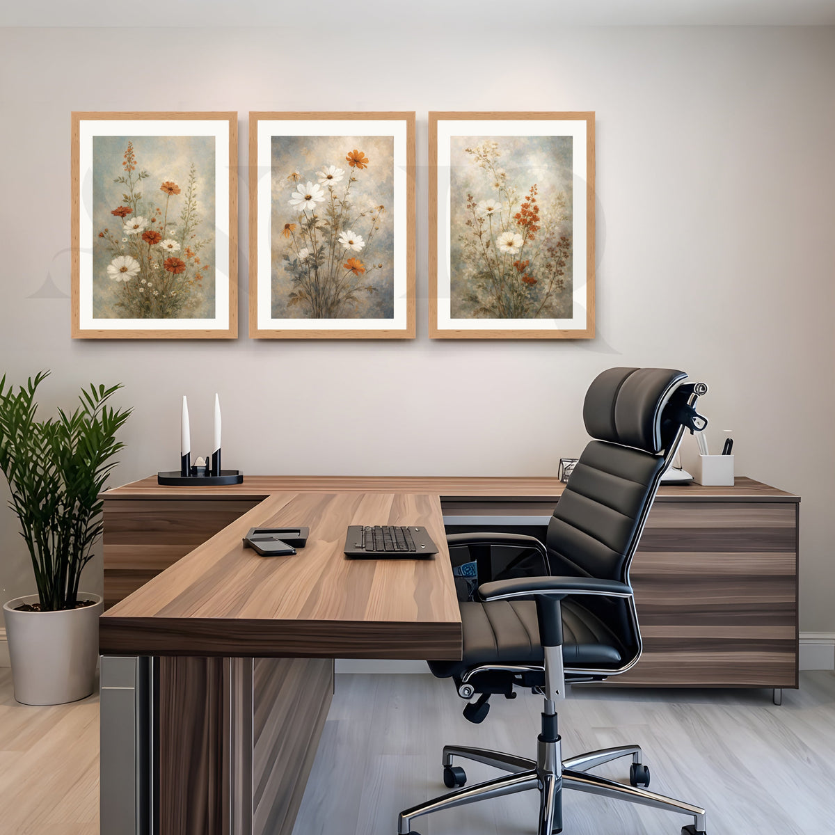 Vintage Wildflower Meadow Gallery Wall – Set of 3 Floral Artworks - 18 x 24 Inches – Asha Art Studio – Image 9