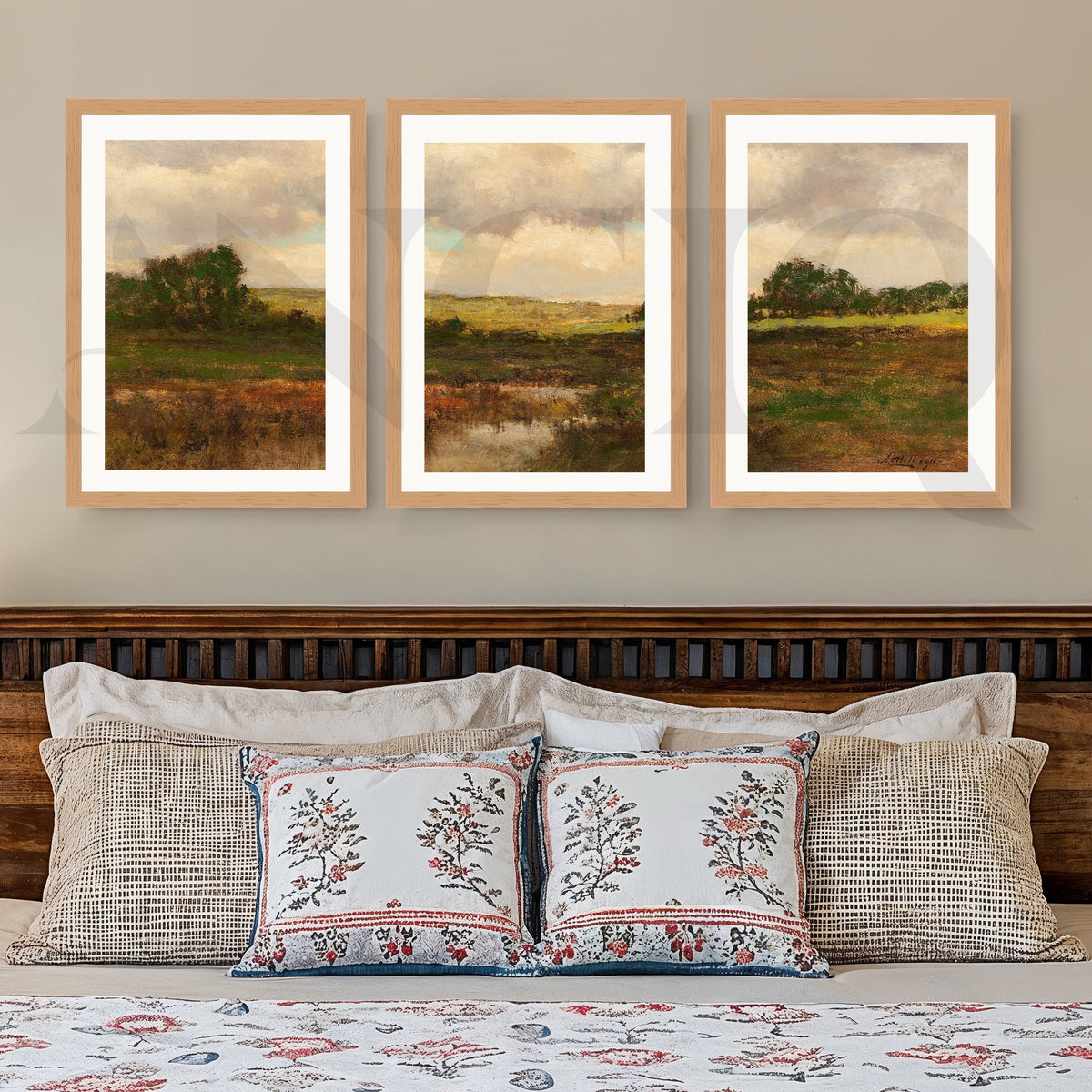 Rustic Meadow Landscape Gallery Wall – Set of 3 Classic Countryside Artworks - 18 x 24 Inches – Asha Art Studio – Image 5