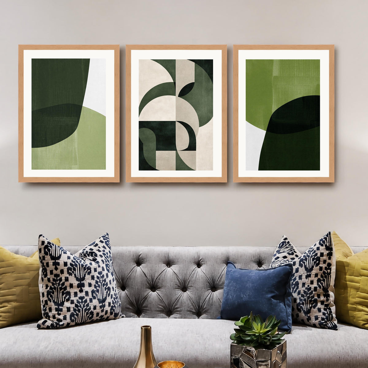 Green Abstract Gallery Wall Set of 3 - 18 x 24 Inches – Asha Art Studio – Image 9