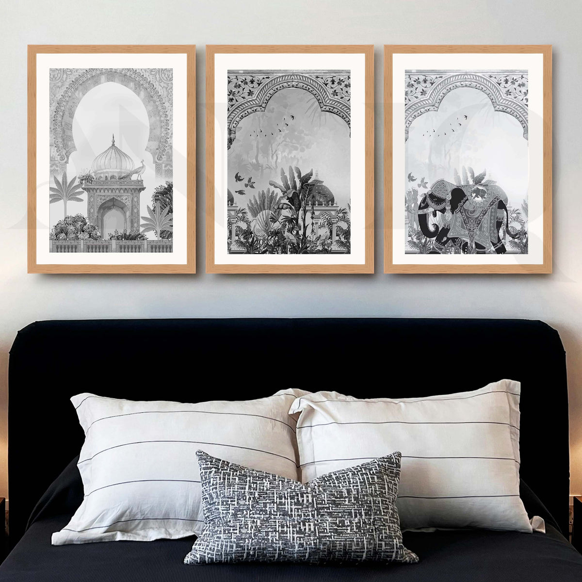Indian Heritage Monochrome Gallery Wall Artwork Set of 3 – Asha Art Studio – Image 9