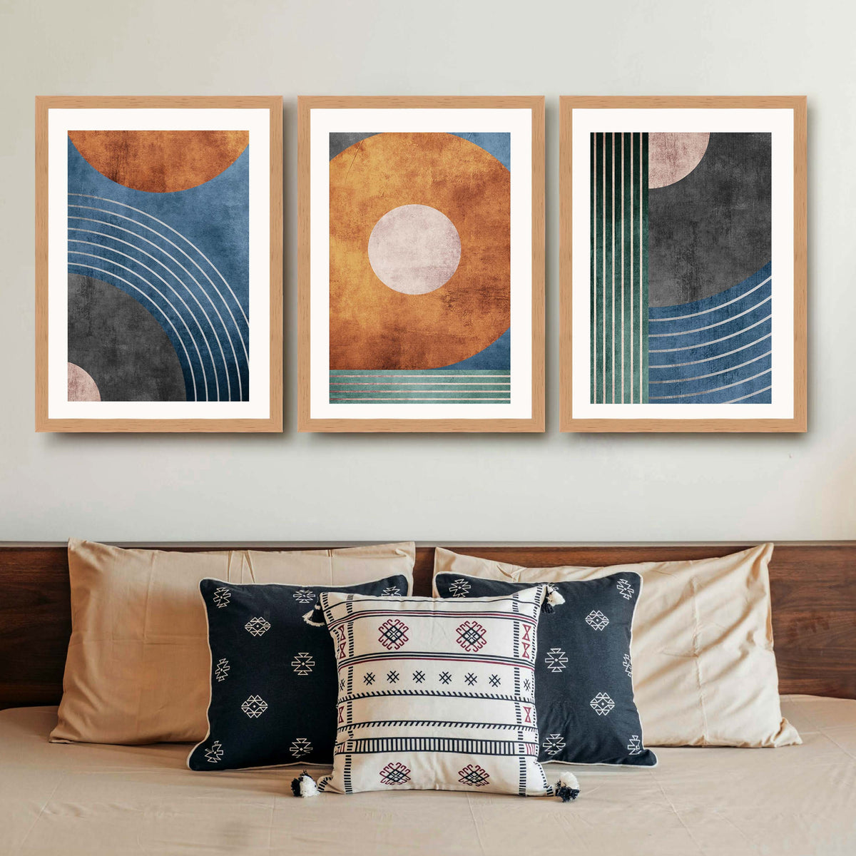 Retro Geometric Abstract Gallery Wall Set of 3 - 18 x 24 Inches – Asha Art Studio – Image 9