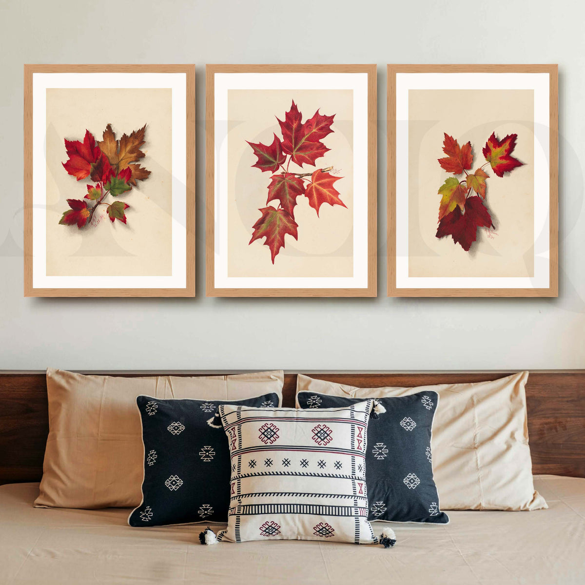 Autumn Maple Leaf Gallery Wall Artwork Set of 3 – Asha Art Studio – Image 9