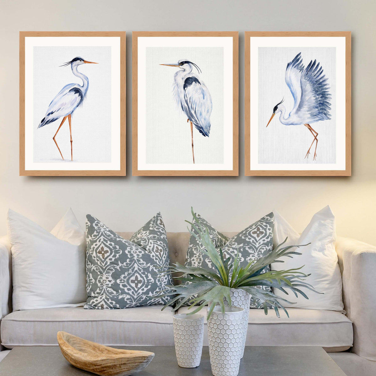 Heron Bird Gallery Wall Canvas Artwork Set of 3 - 18 x 24 Inches – Asha Art Studio – Image 9
