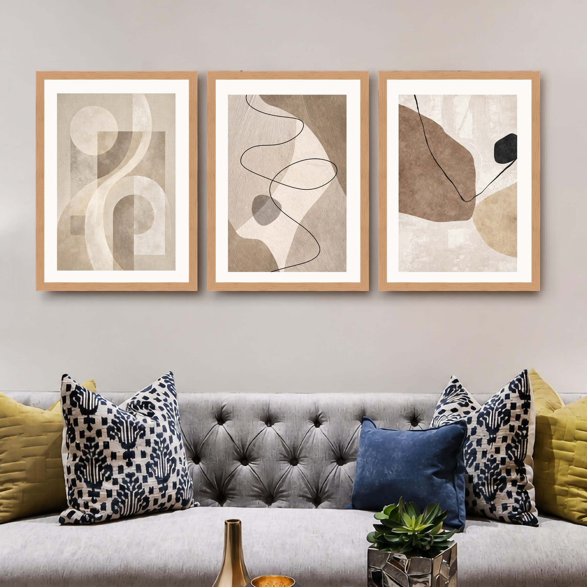 Neutral Line Abstract Gallery Wall Canvas Artwork Set of 3 - 18 x 24 Inches – Asha Art Studio – Image 8