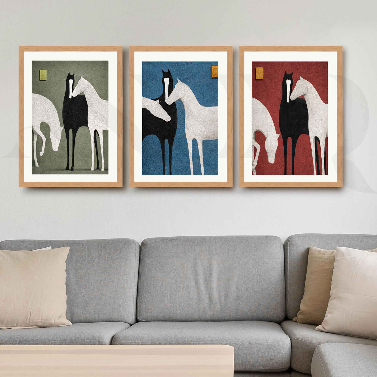 Modern Horse Gallery Wall Artwork Set of 3 – Asha Art Studio – Image 9