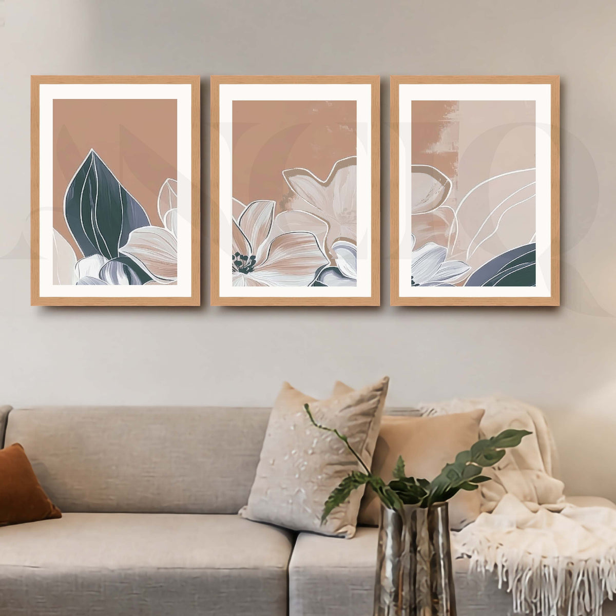 Soft Floral Botanical Gallery Wall Artwork Set of 3 – Asha Art Studio – Image 9