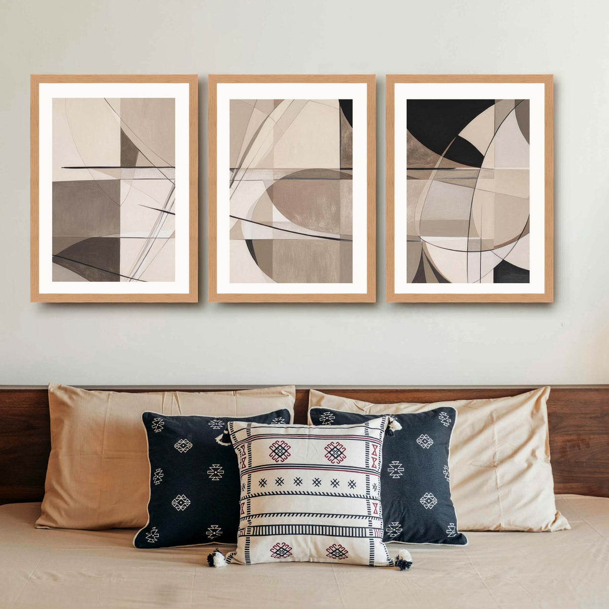 Neutral Geometric Abstract Gallery Wall Set of 3 - 18 x 24 Inches – Asha Art Studio – Image 9