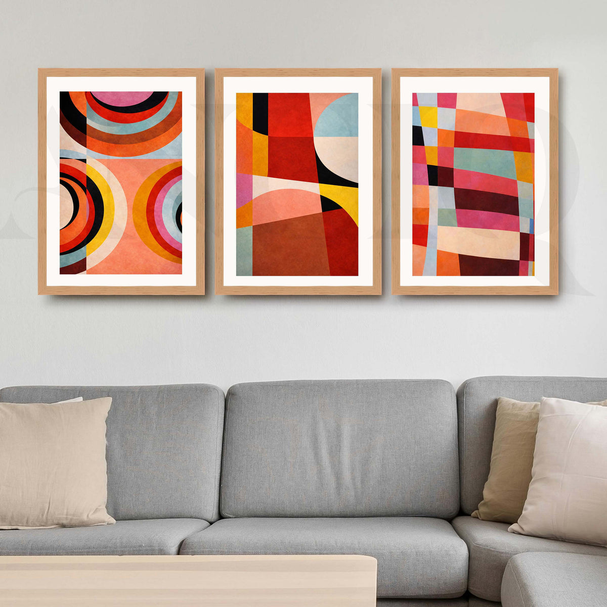 Vibrant Geometric Abstract Gallery Wall Artwork Set of 3 – Asha Art Studio – Image 9