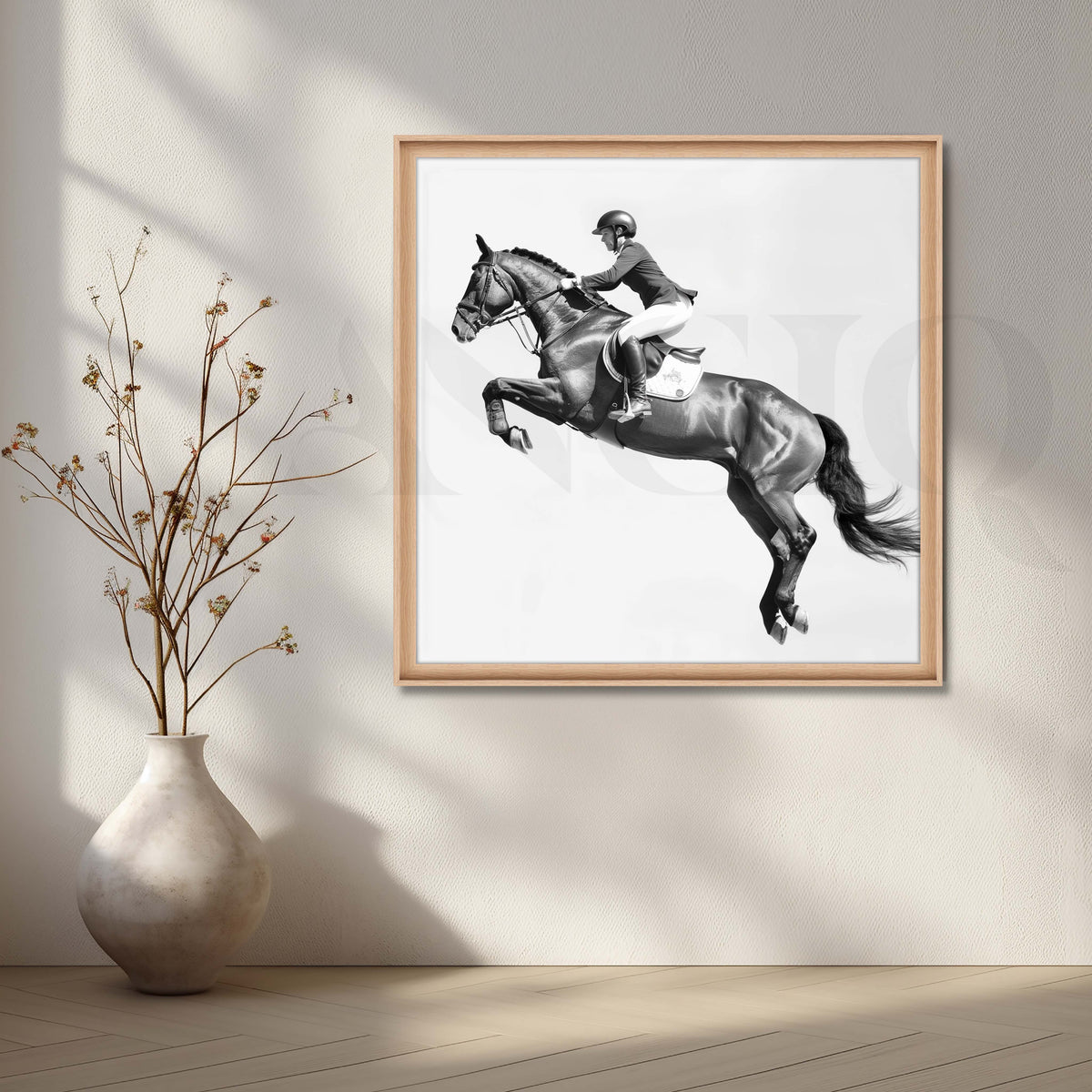 Monochrome Jumping Horse Canvas Artwork – Asha Art Studio – Image 5