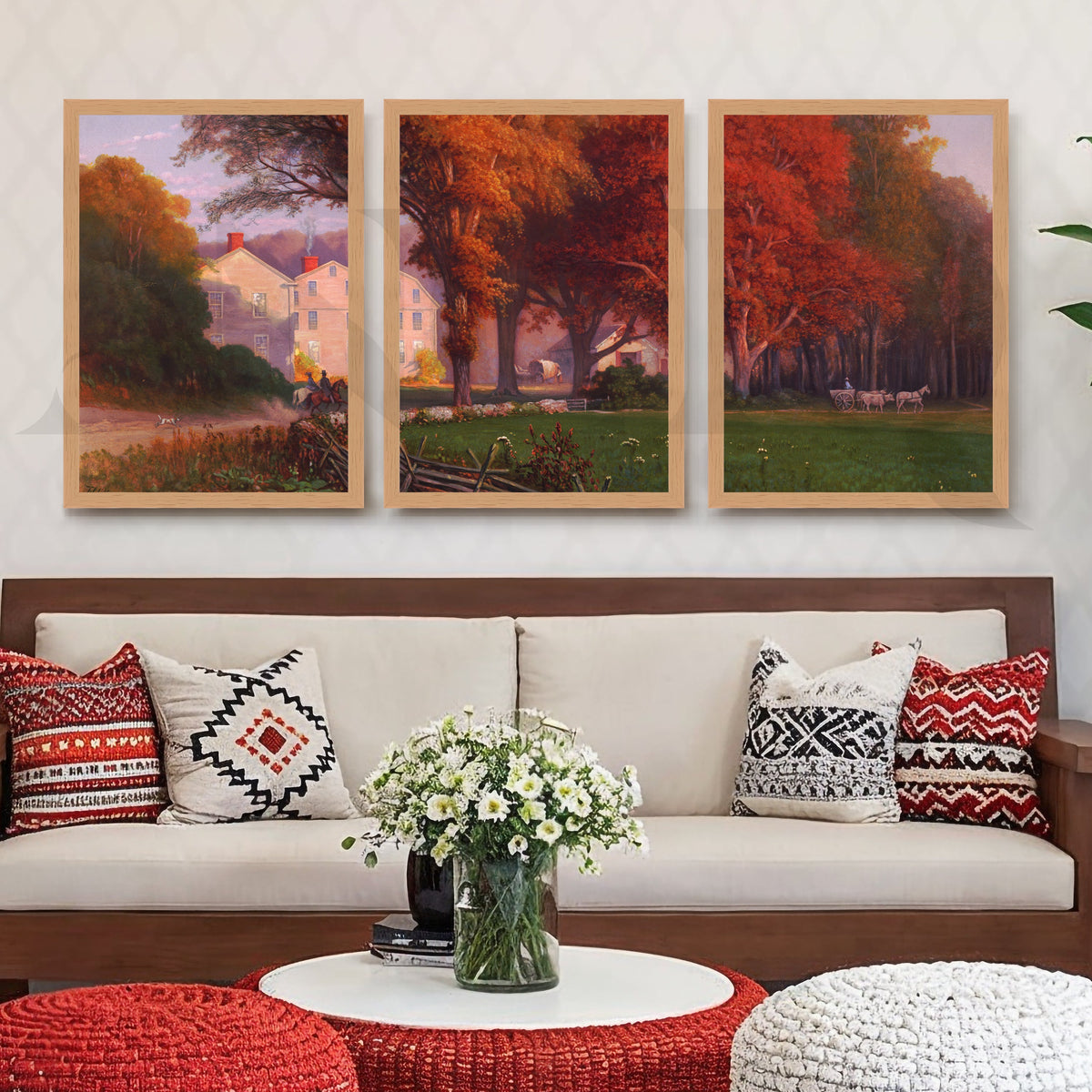 Autumn Countryside Estate Gallery Wall – Set of 3 Classic Landscape Artworks - 18 x 24 Inches – Asha Art Studio – Image 9