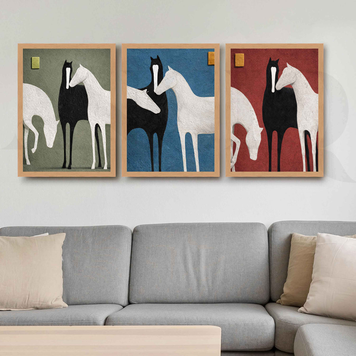 Modern Horse Gallery Wall Artwork Set of 3 – Asha Art Studio – Image 5