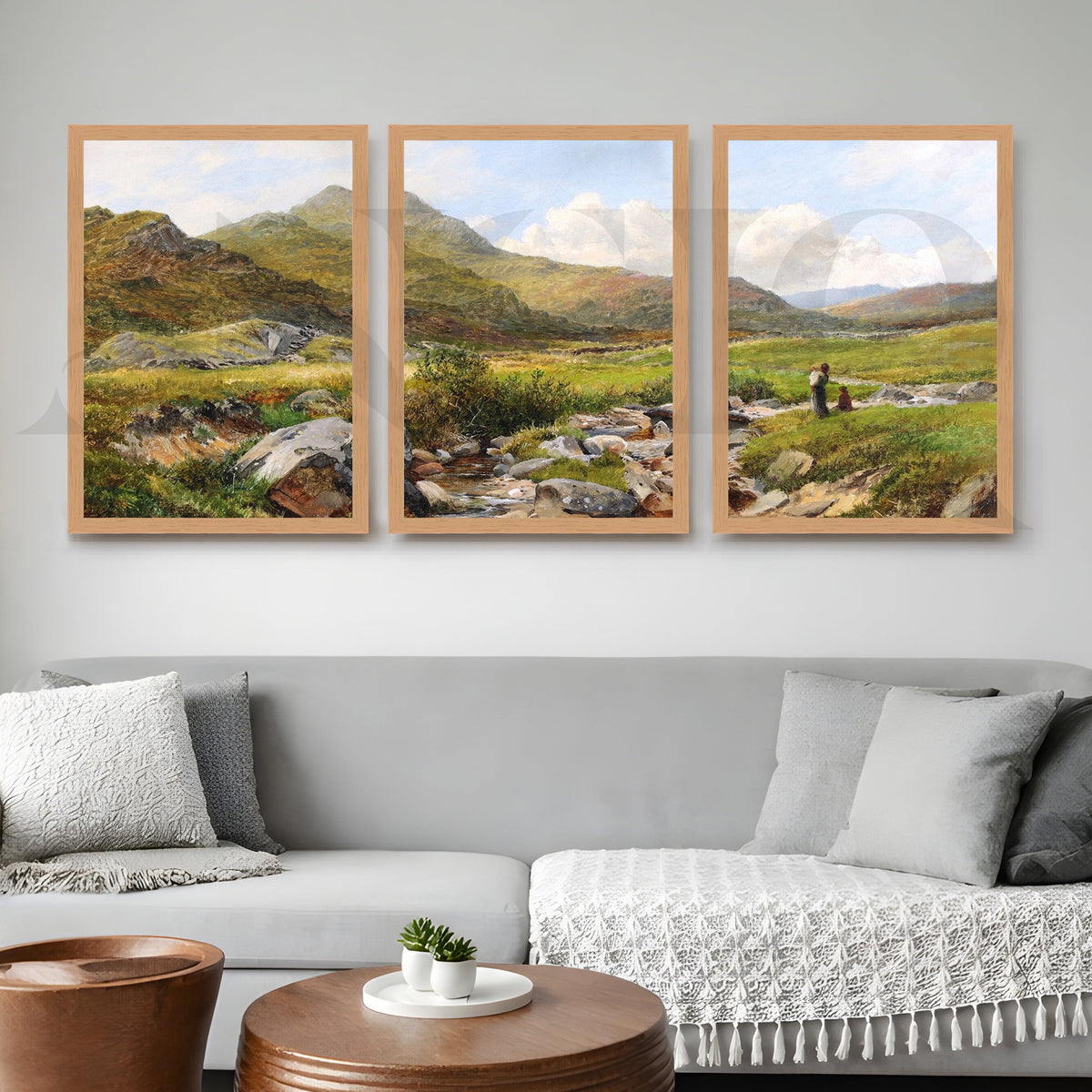 Highland Meadow Stream Gallery Wall – Set of 3 Classic Artworks - 18 x 24 Inches – Asha Art Studio – Image 5