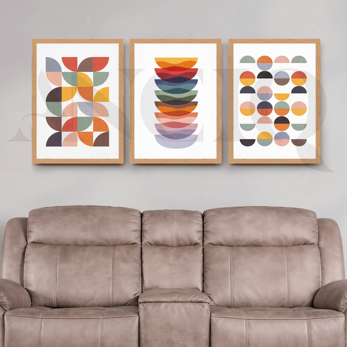 Retro Geometric Harmony Gallery Wall – Set of 3 Modern Abstract Artworks - 18 x 24 Inches – Asha Art Studio – Image 5