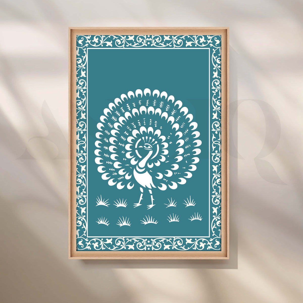 Warli Art Peacock Painting Canvas Artwork – Asha Art Studio – Image 5