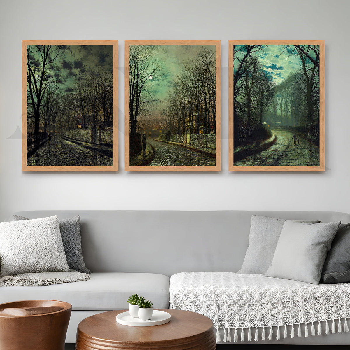 Moody Twilight Streetscape Gallery Wall – Set of 3 Atmospheric Artworks - 18 x 24 Inches – Asha Art Studio – Image 9