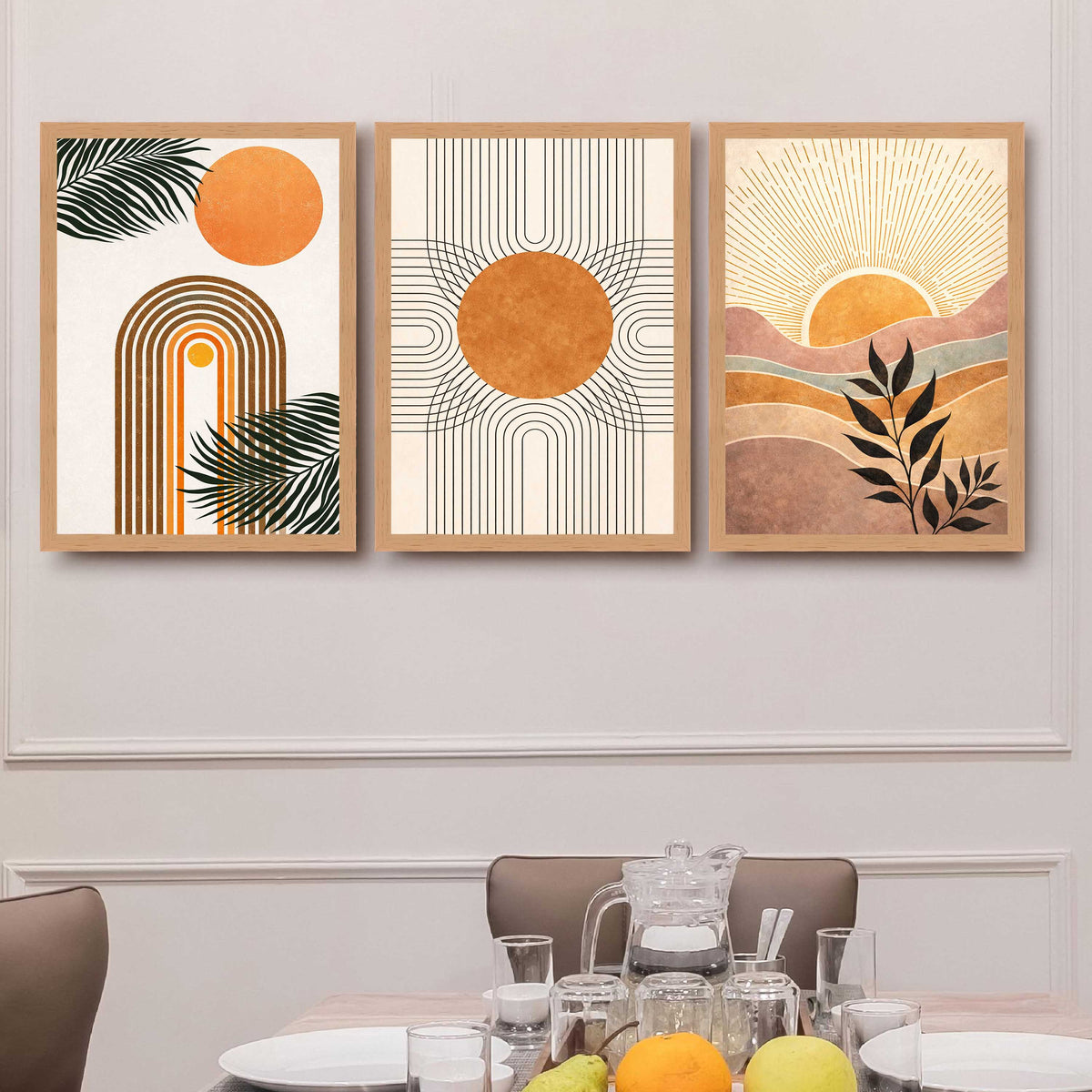 Boho Sun Arch Gallery Wall Canvas Set of 3 - 18 x 24 Inches – Asha Art Studio – Image 5