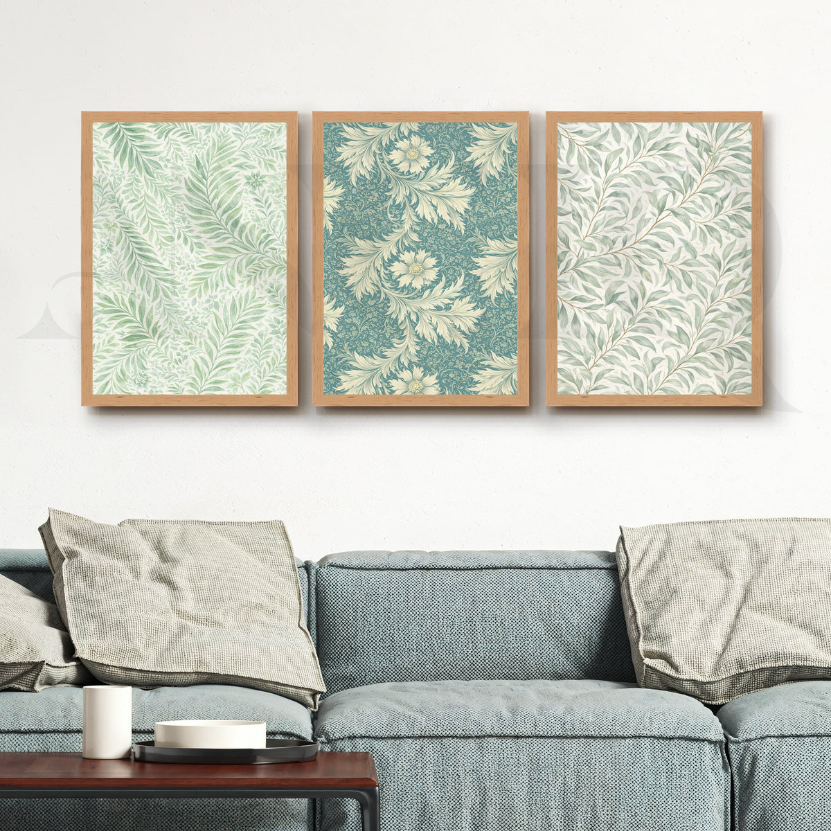 Vintage Botanical Textile Gallery Wall – Set of 3 Pattern Artworks - 18 x 24 Inches – Asha Art Studio – Image 5