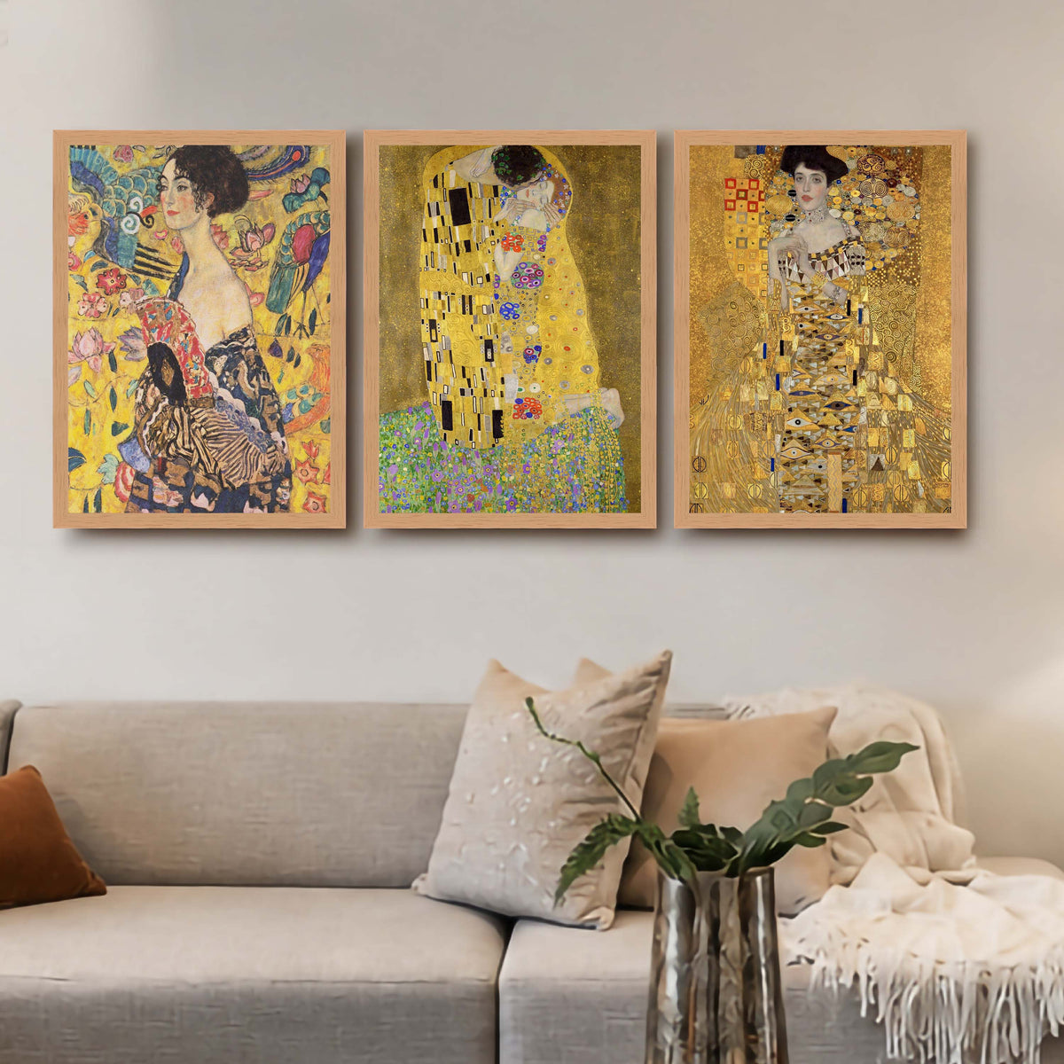 Golden Portrait Gallery Wall Canvas Artwork Set of 3 - 18 x 24 Inches – Asha Art Studio – Image 5