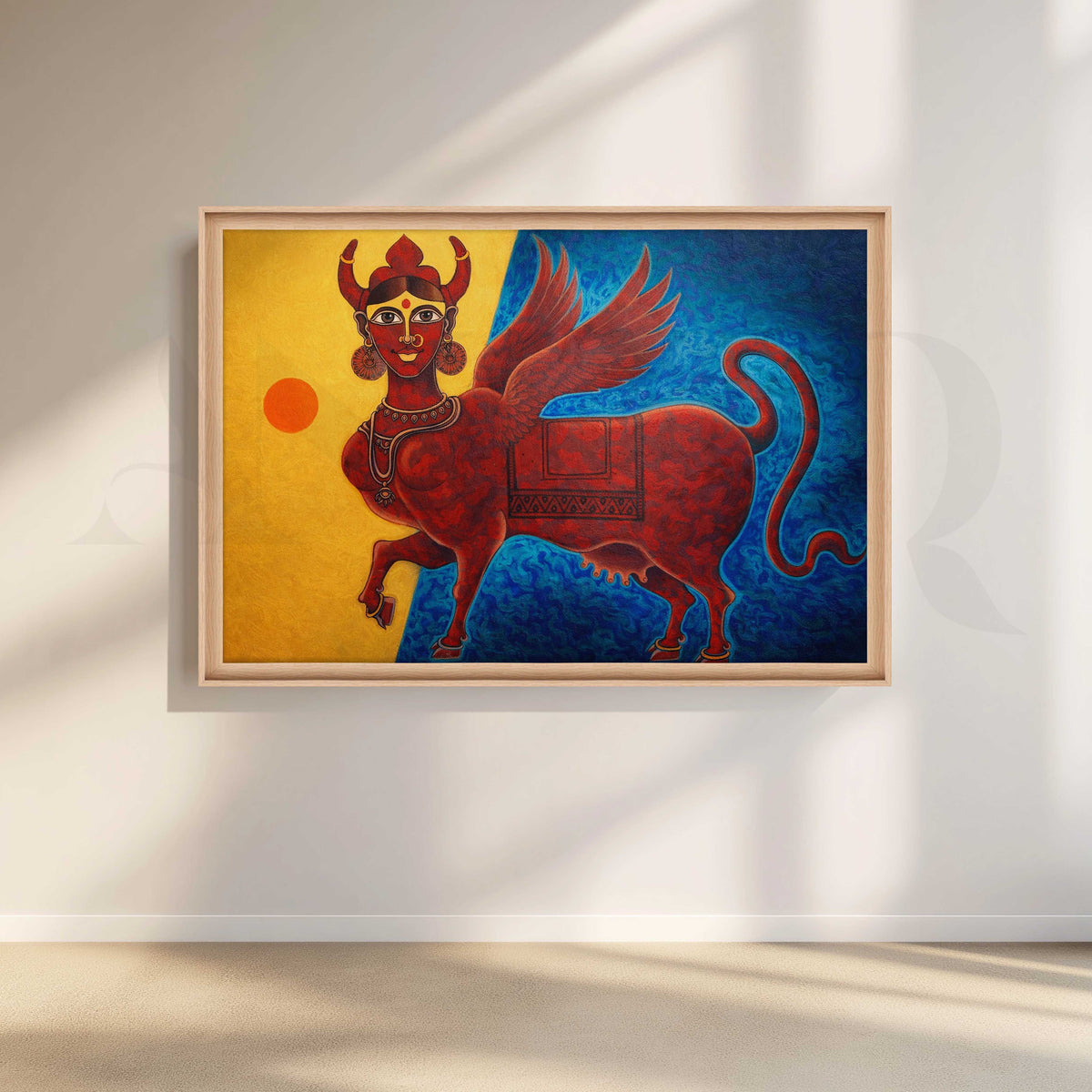 Mythical Winged Bull Canvas Artwork – Asha Art Studio – Image 5